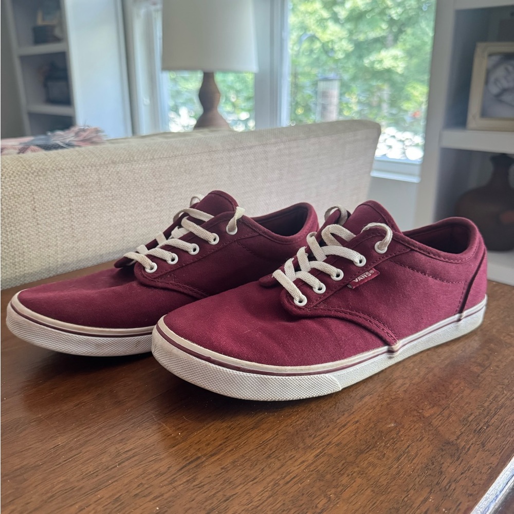 Vans Burgundy Canvas Sneakers with White Laces
